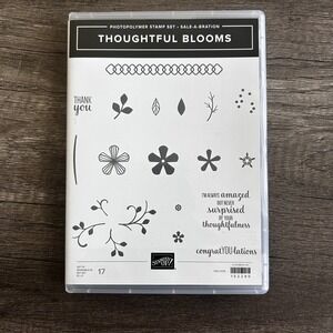 Stampin Up Thoughtful Blooms Photopolymer Stamp Set 17pc Floral Sentiments Cards